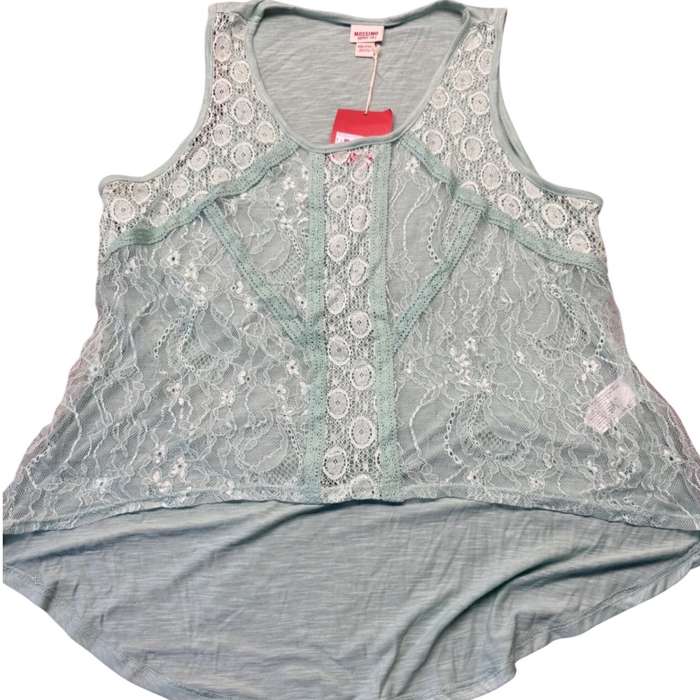 Mossimo Supply‎ Co Mint Green Lace Overlay High Low Tank Top XXL New